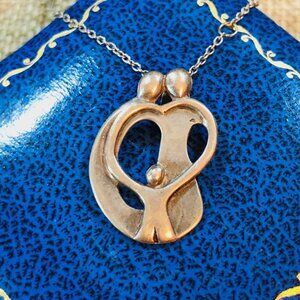 Carolyn Pollack Womens Necklace Pendant Sterling Silver Family of Three